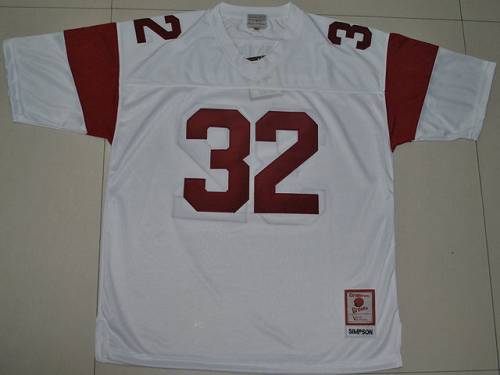 Jerseys Factory Cheap Trojans #32 O.J. Simpson White Embroidered