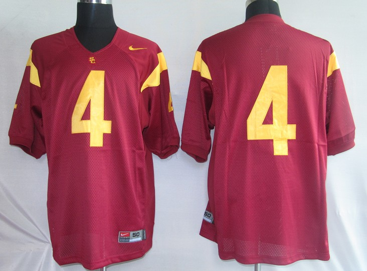Jerseys Factory Cheap Trojans #4 Joe McKnight Red Embroidered NC