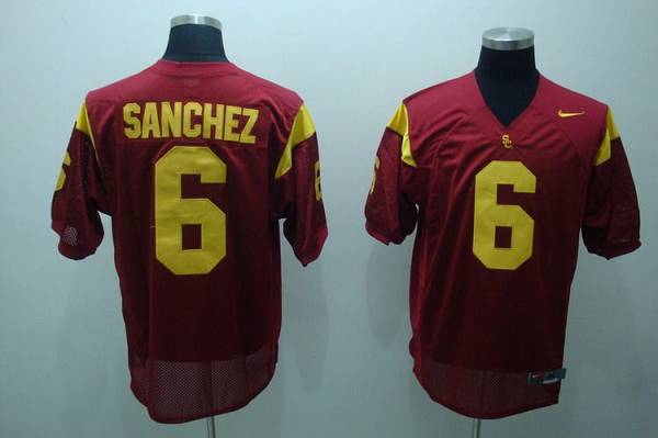 Jerseys Factory Cheap Trojans #6 Mark Sanchez Red Embroidered NC - Click Image to Close