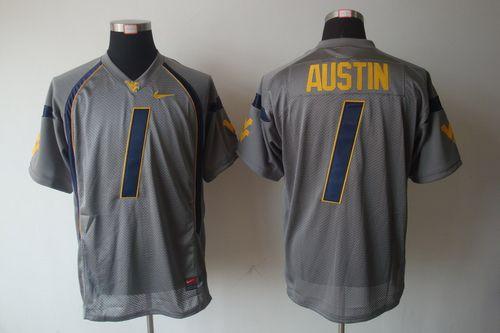 Jerseys Factory Cheap Mountaineers #1 Tavon Austin Grey Embroide