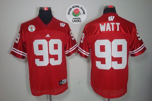 Jerseys Factory Cheap Badgers #99 J.J. Watt Red Rose Bowl Game E