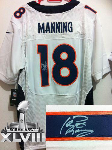 Jerseys Factory Cheap Nike Broncos #18 Peyton Manning White Supe