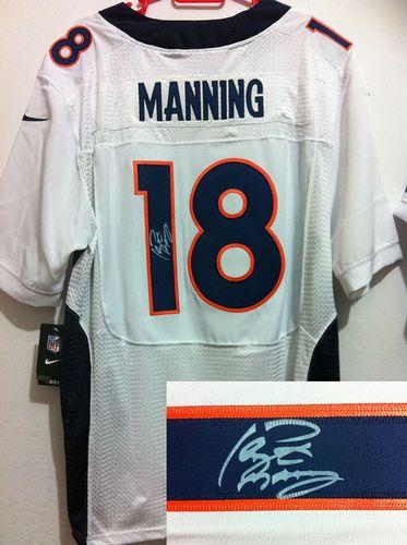 Jerseys Factory Cheap Nike Broncos #18 Peyton Manning White Men'
