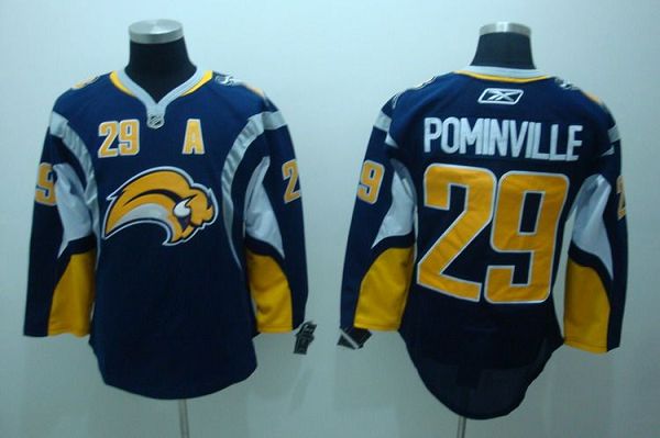 Jerseys Factory Cheap Sabres #29 Jason Pominville Embroidered Bl - Click Image to Close