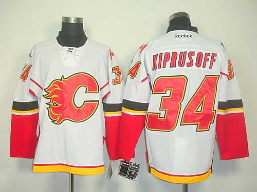 Jerseys Factory Cheap Flames #34 Miikka Kiprusoff Embroidered Wh