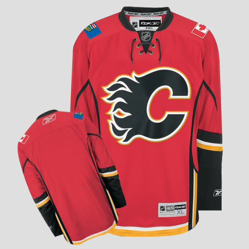 Jerseys Factory Cheap Flames Blank Embroidered Red NHL Jersey