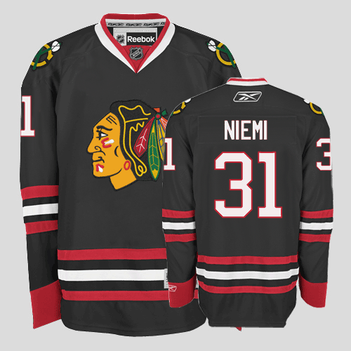Jerseys Factory Cheap Blackhawks #31 Antti Niemi Embroidered Bla