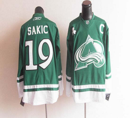Jerseys Factory Cheap Avalanche St Patty's Day #19 Joe Sakic Gre - Click Image to Close