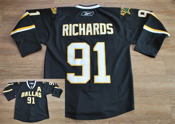 Jerseys Factory Cheap Stars #91 Brad Richards Embroidered Black - Click Image to Close