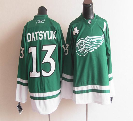 Jerseys Factory Cheap Red Wings St Patty's Day #13 Pavel Datsyuk - Click Image to Close
