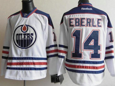 Jerseys Factory Cheap Oilers #14 Jordan Eberle White Embroidered