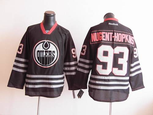 Jerseys Factory Cheap Oilers #93 Nugent-Hopkins Black Ice Embroi