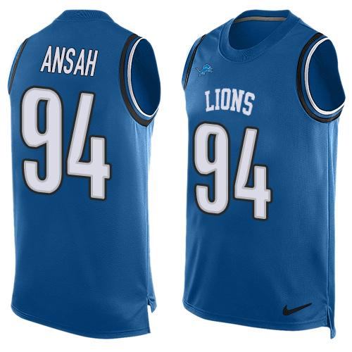 Jerseys Factory Cheap Nike Lions #94 Ziggy Ansah Blue Team Color