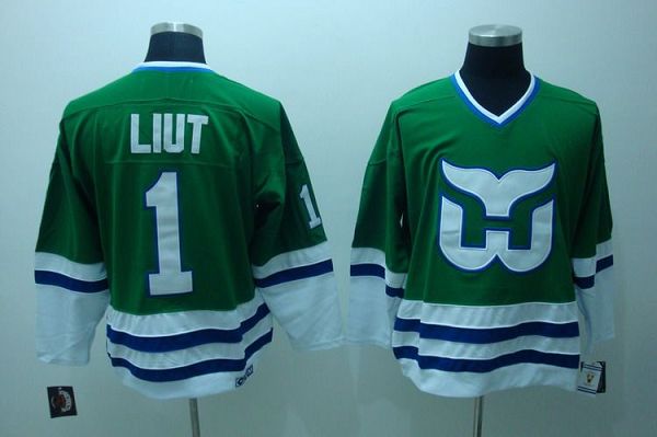 Jerseys Factory Cheap Whalers #1 Mike Liut Embroidered CCM Throw - Click Image to Close