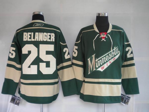 Jerseys Factory Cheap Wild #25 Eric Belanger Embroidered Green N - Click Image to Close