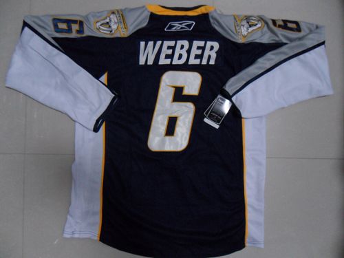 Jerseys Factory Cheap Predators #6 Shea Weber Embroidered Dark B