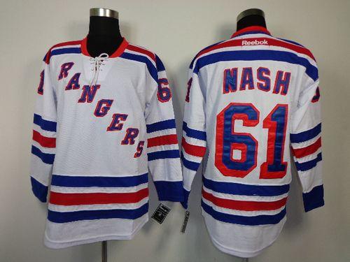 Jerseys Factory Cheap Rangers #61 Rick Nash White Road Embroider