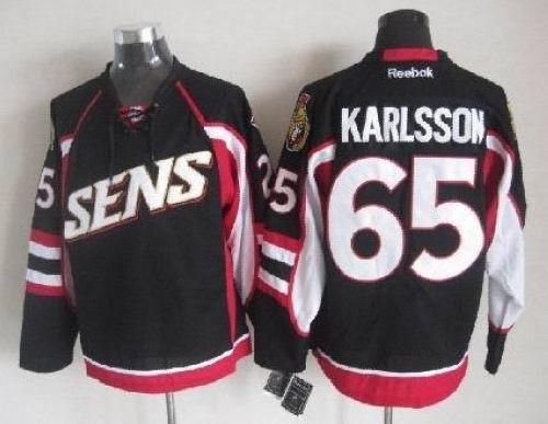 Jerseys Factory Cheap Senators #65 Erik Karlsson Black Throwback