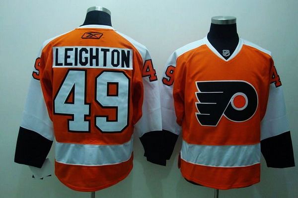Jerseys Factory Cheap Flyers #49 Michael Leighton Embroidered Or - Click Image to Close