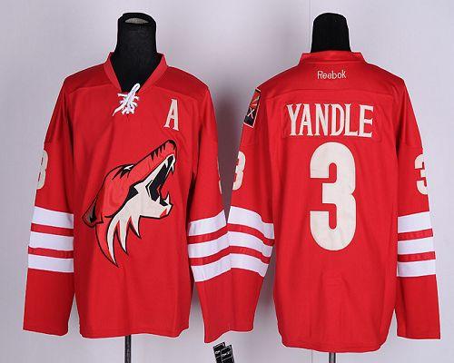 Jerseys Factory Cheap Coyotes #3 Keith Yandle Red Home Embroider