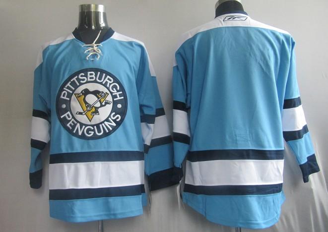 Jerseys Factory Cheap Penguins Blank Blue Embroidered NHL Jersey - Click Image to Close