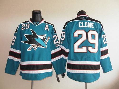 Jerseys Factory Cheap Sharks #29 Ryane Clowe Blue Embroidered NH