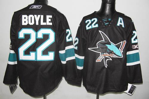 Jerseys Factory Cheap Sharks #22 Dan Boyle Black Embroidered NHL