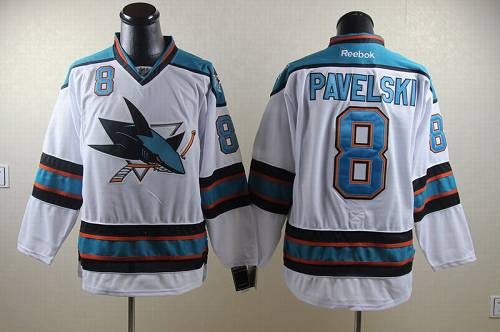 Jerseys Factory Cheap Sharks #8 Joe Pavelski White Embroidered N