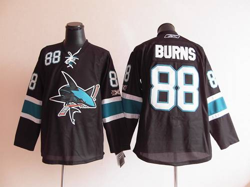Jerseys Factory Cheap Sharks #88 Brent Burns Black Embroidered N