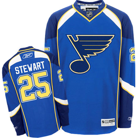 Jerseys Factory Cheap Blues #25 Stewart Dark Blue Embroidered NH