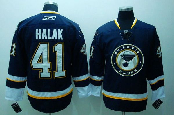 Jerseys Factory Cheap Blues #41 Halak Embroidered Blue NHL Jerse - Click Image to Close