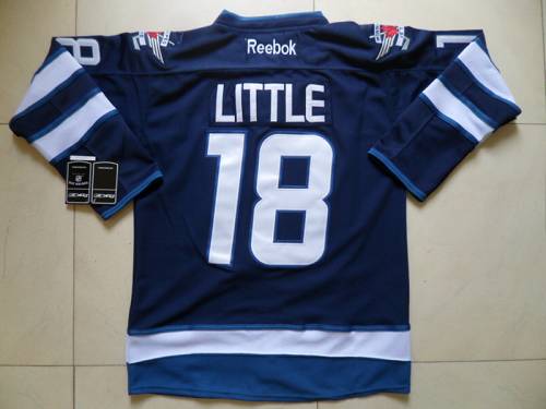Jerseys Factory Cheap Jets #18 Bryan Little Dark Blue Embroidere
