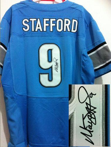 Jerseys Factory Cheap Nike Lions #9 Matthew Stafford Blue Team C