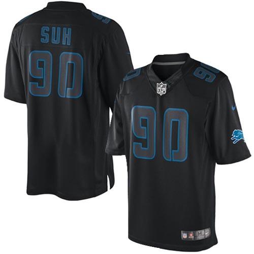 Jerseys Factory Cheap Nike Lions #90 Ndamukong Suh Black Men's E