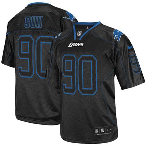 Jerseys Factory Cheap Nike Lions #90 Ndamukong Suh Lights Out Bl