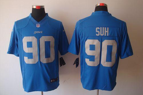 Jerseys Factory Cheap Nike Lions #90 Ndamukong Suh Blue Alternat