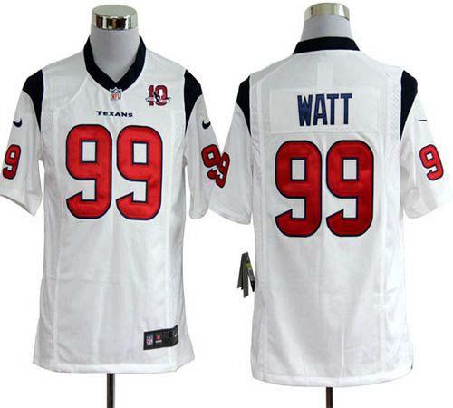 Jerseys Factory Cheap Nike Texans #99 J.J. Watt White With 10th