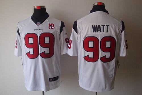 Jerseys Factory Cheap Nike Texans #99 J.J. Watt White With 10th