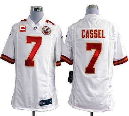 Jerseys Factory Cheap Nike Chiefs #7 Matt Cassel White With C Pa