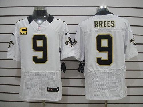 Jerseys Factory Cheap Nike Saints #9 Drew Brees White With C Pat