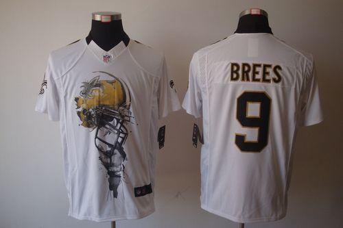 Jerseys Factory Cheap Nike Saints #9 Drew Brees White Men's Embr