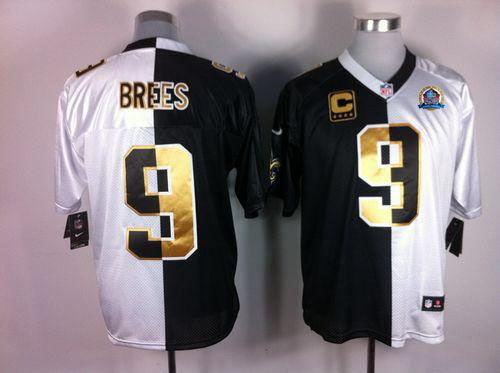 Jerseys Factory Cheap Nike Saints #9 Drew Brees White/Black With