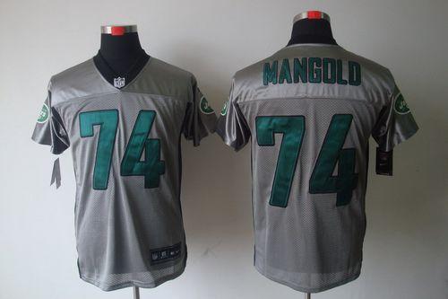 Jerseys Factory Cheap Nike Jets #74 Nick Mangold Grey Shadow Men