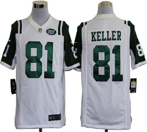 Jerseys Factory Cheap Nike Jets #81 Dustin Keller White Men's Em