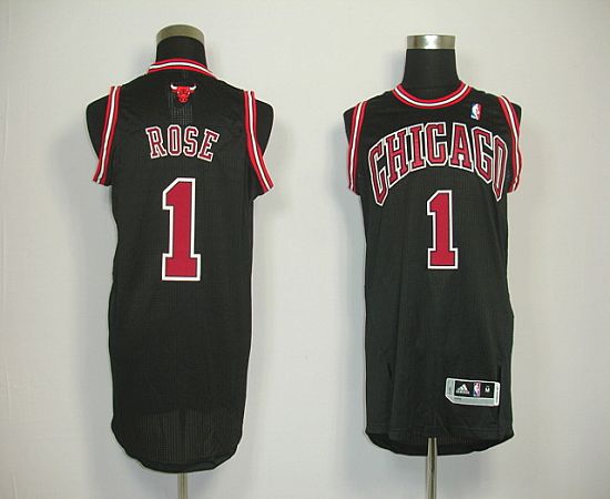 Jerseys Factory Cheap Revolution 30 Bulls #1 Derrick Rose Black - Click Image to Close