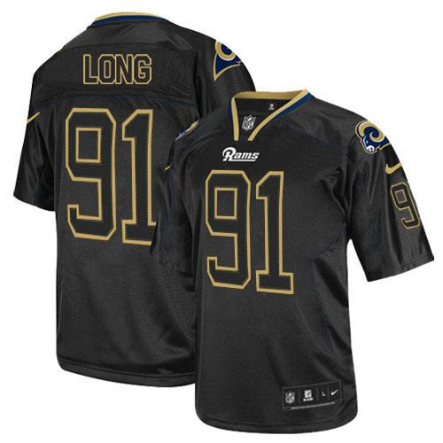 Jerseys Factory Cheap Nike Rams #91 Chris Long Lights Out Black