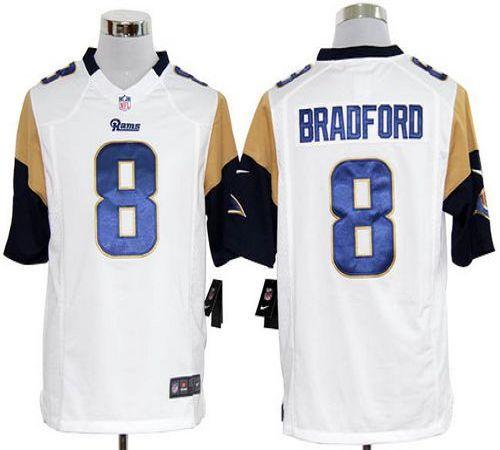 Jerseys Factory Cheap Nike Rams #8 Sam Bradford White Men's Embr