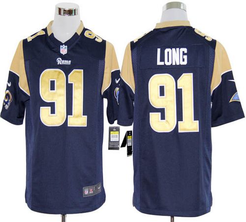 Jerseys Factory Cheap Nike Rams #91 Chris Long Navy Blue Team Co