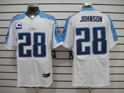 Jerseys Factory Cheap Nike Titans #28 Chris Johnson White With C