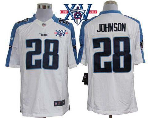 Jerseys Factory Cheap Nike Titans #28 Chris Johnson White With 1